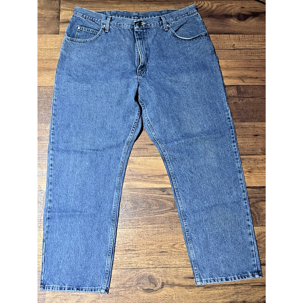 Wrangler Jeans Men's 40x30 Relaxed Fit Straight Leg Blue Denim Work Pants